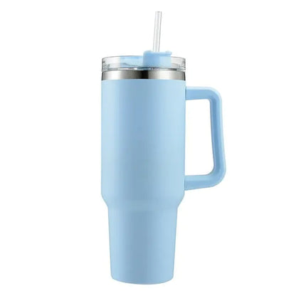 Stainless Steel Insulated Coffee Thermos with Handle and Straw