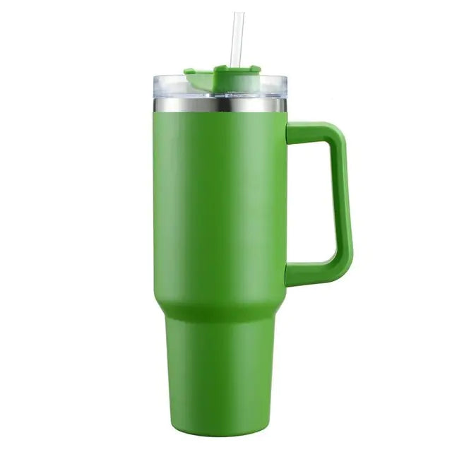 Stainless Steel Insulated Coffee Thermos with Handle and Straw