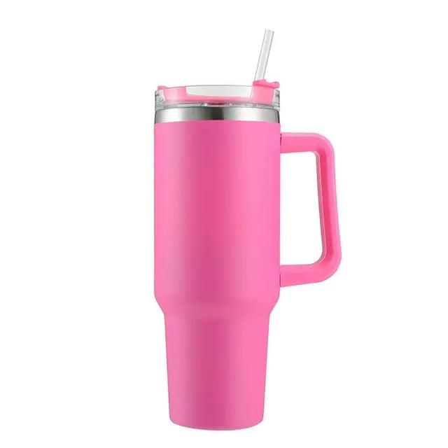 Stainless Steel Insulated Coffee Thermos with Handle and Straw