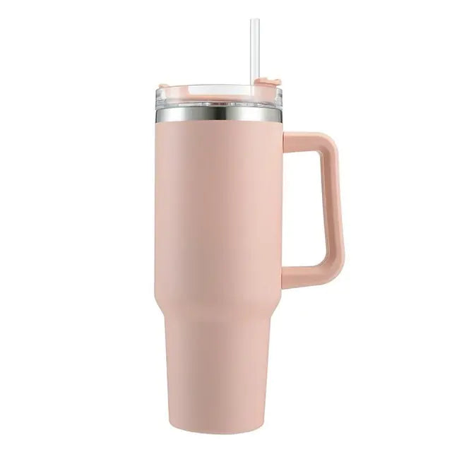 Stainless Steel Insulated Coffee Thermos with Handle and Straw